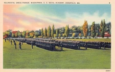 Annapolis MD Maryland Navy Naval Academy Campus Military Parade Vtg Postcard C21