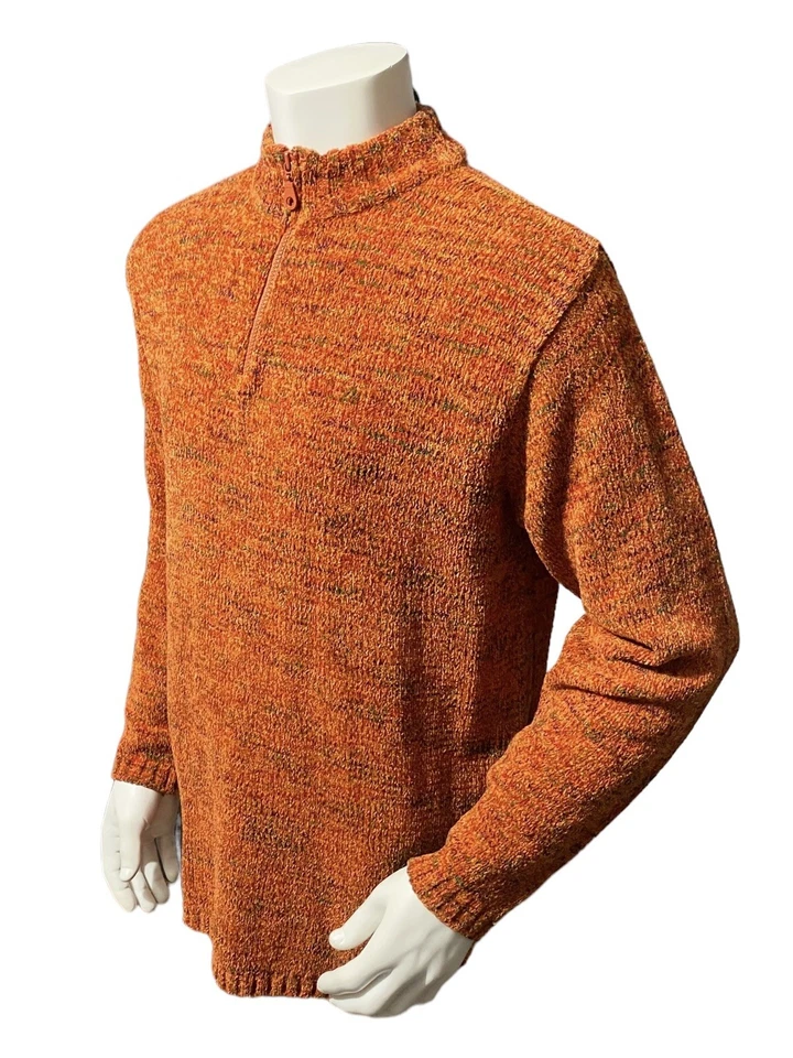 Suéter Crossroads Acrílico Para Mujer 1/4 Cremallera Talla XL Cuello Simulado Grueso Tejido Naranja Foto 3 de 4