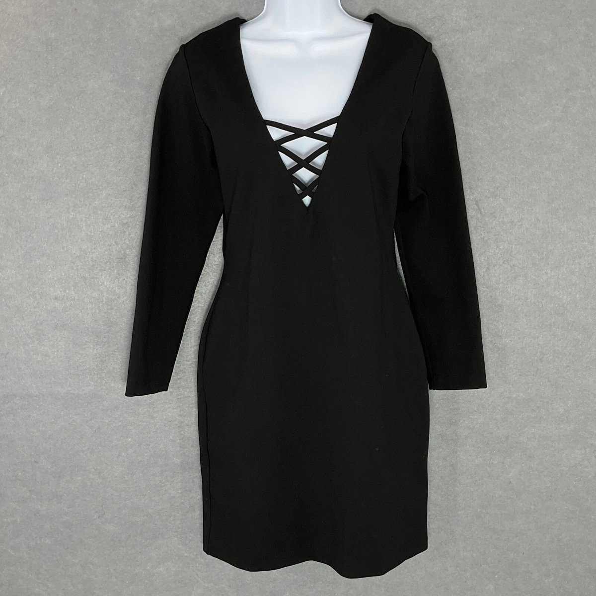 chinese dress ladies Long Sleeve Mini Rosalyn Dress in Black Mesh | XL