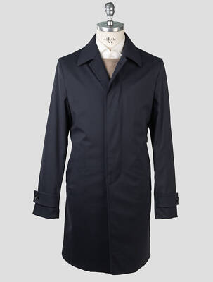 Kiton Dark Blue Virgin Wool Pa Ea Overcoat Man