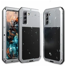 For Galaxy S24 S23 Ultra S21 S22 Armor Grade Metal Rugged Case Built-in Screen