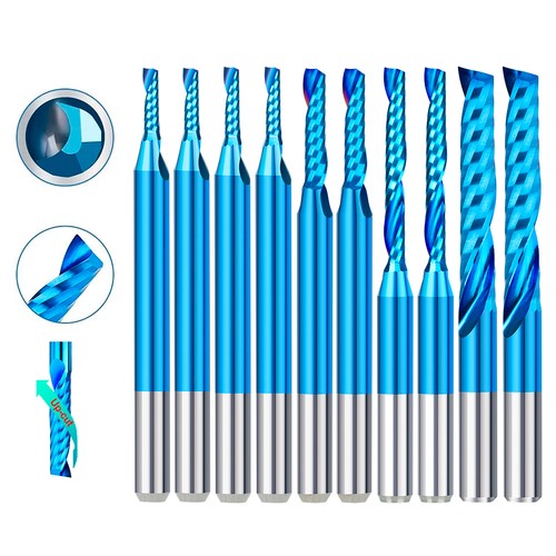 10pcs Carbide End Mill 1/8'' Shank O Flute Spiral Upcut CNC Router Bit Cutter - Picture 6 of 9