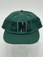 NOS Vintage Nike "N" Logo Hat Green Swoosh Snapback OSFA 100 Cotton 90s Y2K