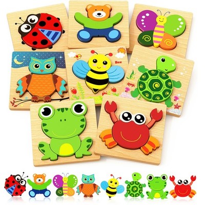 Bekayshad Wooden Puzzles Toddler Toys Gifts for 5.8 X X 0.4 Inches, 8pcs