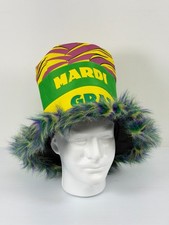 Mardi Gras Top Hat, Mardi Gras Graphic, Faux-Fur Trim Top Hat