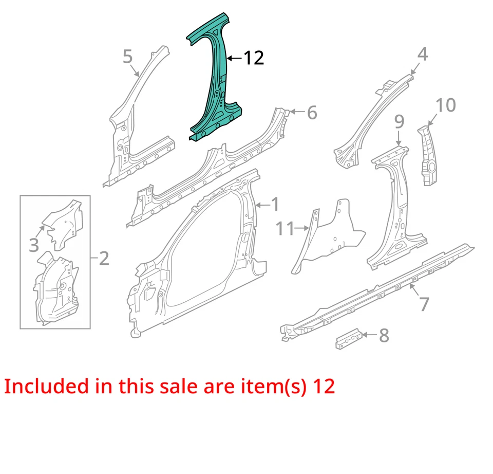 2010 - 2019 JAGUAR XJ OEM X351 RIGHT CENTER PILLAR (124'' WB) *STRUCTURE CUT* Foto 3 de 4