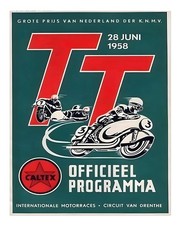 Vintage Motorcycle Race Poster Wall Art 1958 TT Program Fine Art Print