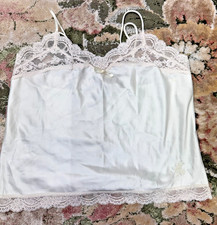 Vintage Christian Dior Sz Large Lace Trim Camisole Slip Top Ivory Satin