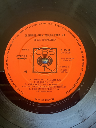 Bruce Springsteen - greetings from asbury park LP UK 1973 orange CBS 1ST EX - Picture 3 of 7