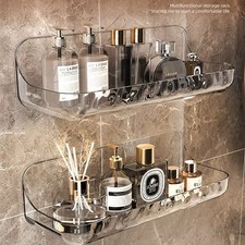 Acrylic Bathroom Shelf No Drill Shower Organizer Wall Mounted Storage Rack UK