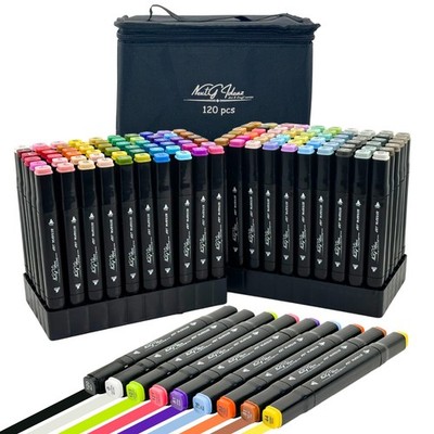 Alcohol Markers Set - 120 Color Art Markers with Permanent Ink, Fine & Chisel...