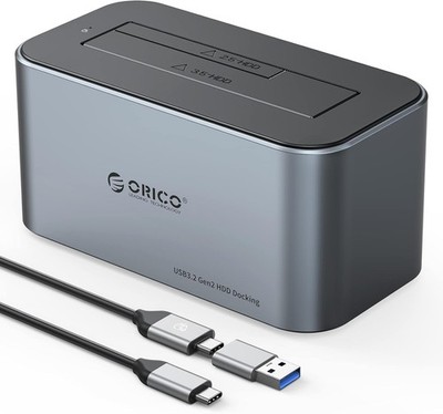 ORICO Aluminium Festplatten Dockingstation, 6Gbps USB 3.2 Gen 2 SSD/HDD Docking