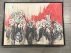 Vintage Abstract Floral Painting Signed H Jackson Original Canvas Art