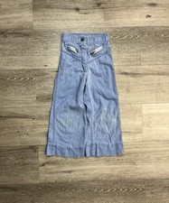 Vintage 1970s Blue Multi Zipper High Rise Super Bell Bottom Jeans Size 8