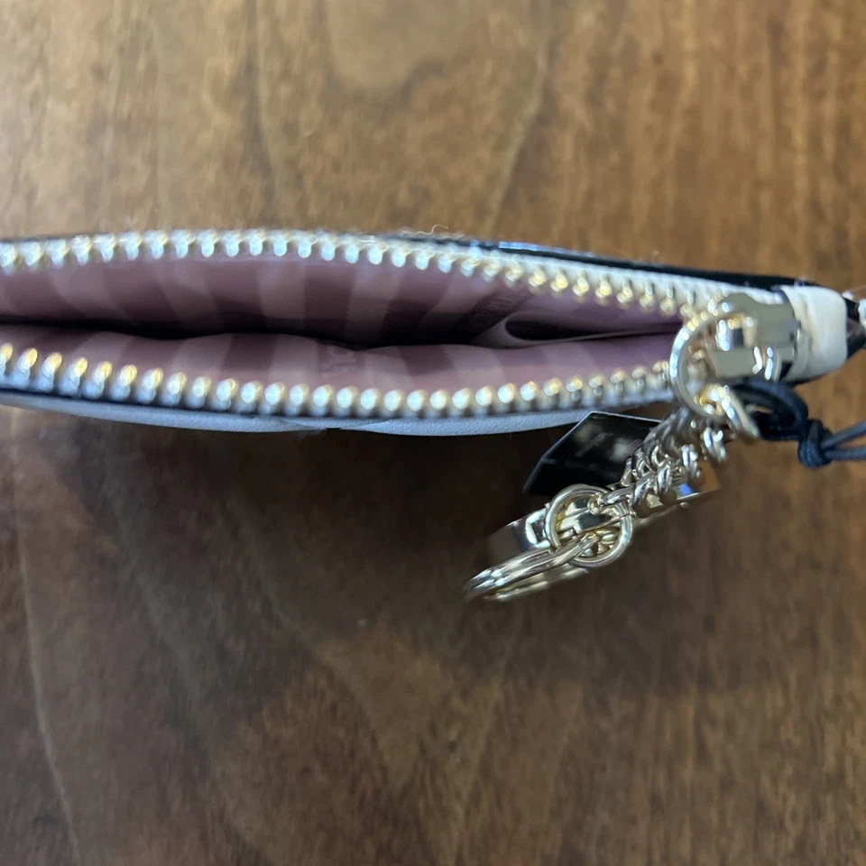 VICTORIA SECRETS TACHONADO ACOLCHADO TARJETERO LLAVERO MONEDERO CREMA - NUEVO Foto 4 de 4