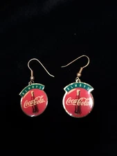 The Coca-Cola Company  metal disc with Swirl Earrings 1994