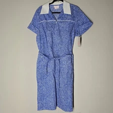 VTG Sears Zip & Dash Blue Floral Jumpsuit NWT Size 18.5 House Dress Cottage