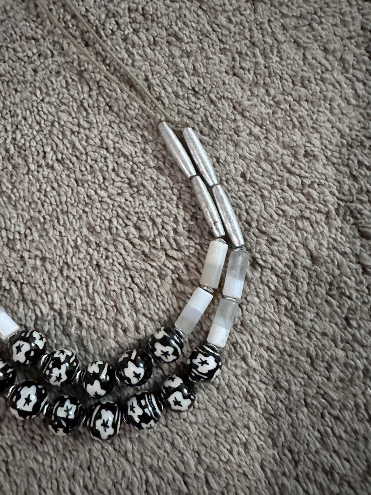 Handmade Multi Layer Round Flower Bead, Black, Wh… - image 4