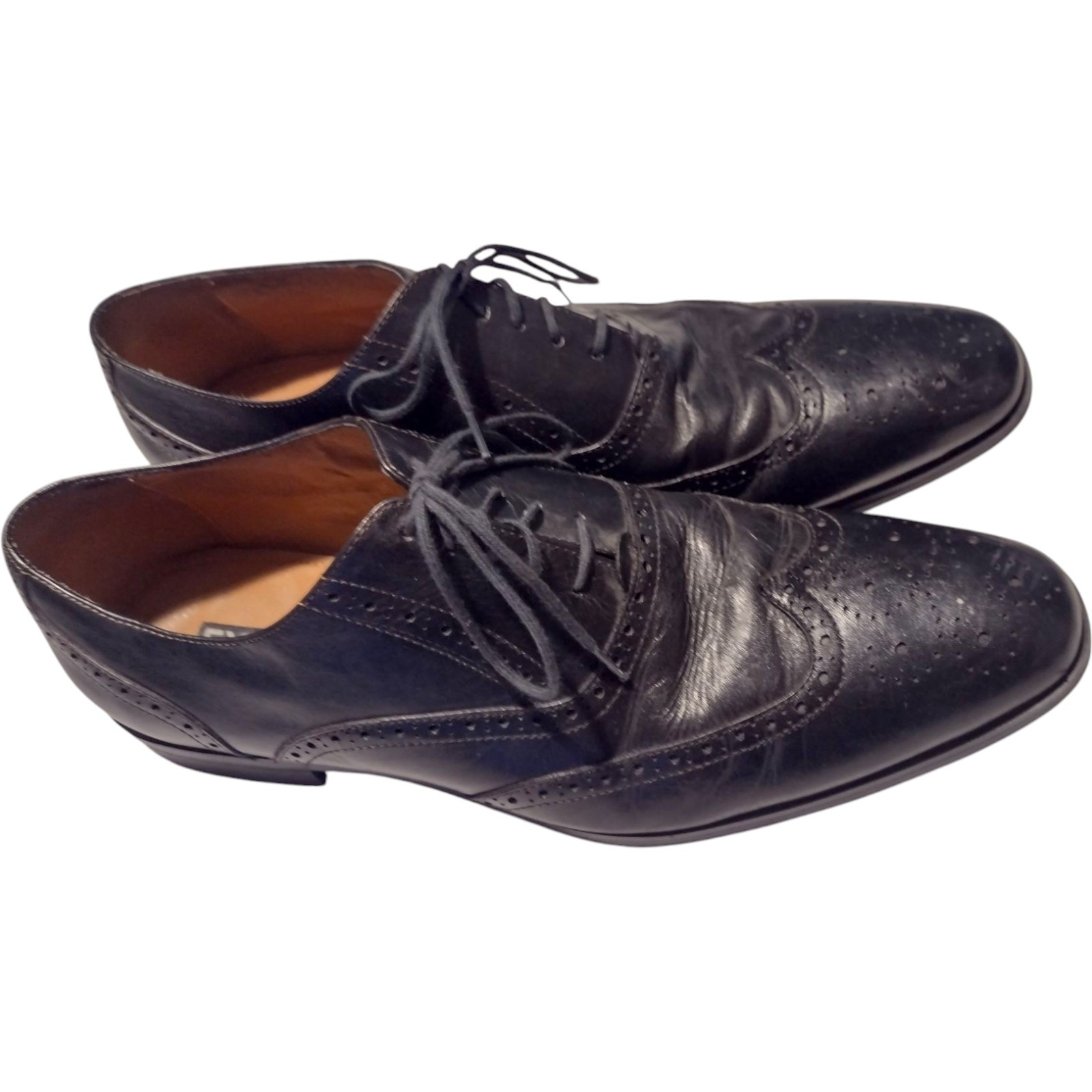SAOLA Scarpe eleganti Oxford Express in pelle nera con punta alare taglia 12