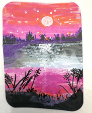 aceo original painting Red at Night by StarDustMinis