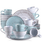 Dinnerware Sets, Stoneware Dinner Set for 8, 32-Piece round Blue and Beige, Seri