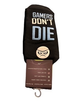 Gaming Socks - Gaming In Progress - Black W/Blue Grip Lettering - Medium