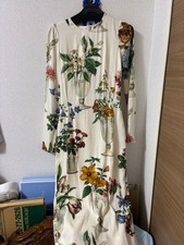 Dolce & Gabbana Dress Flower Print Long Sleeve Ivory Silk Blend Size S/M