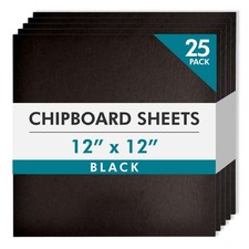 25 PCS 12x12 Inch Medium Weight Chipboard Black AcidFree 0.057 Sheets Crafts