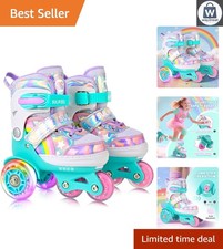 Colorful Unicorn Roller Skates for Kids Adjustable and Lightweight, Ages 3-12