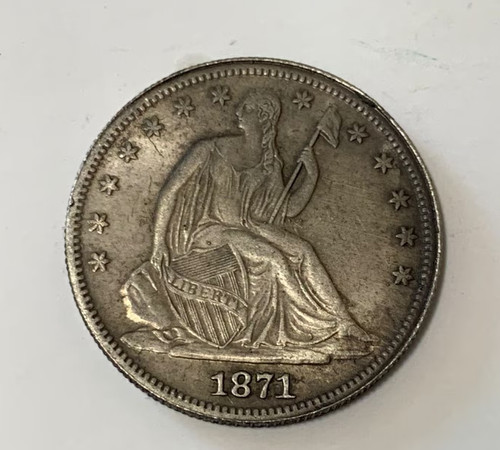 1871-CC Seated Liberty Silver Half Dollar 50C High Grade