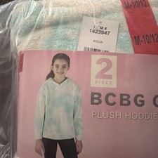 BCBG Girls 2 Piece Plush Hoodie Set W/Legging Blue Tie-Dye, Medium 10/12 NWT