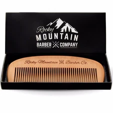 Rocky Mountain Barber Company Wood Anti Static No Snag Hair Beard Mustache Comb