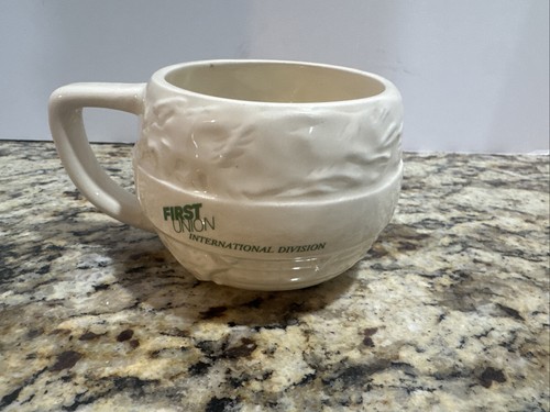 Vintage First Union Bank International Division Embossed World Globe Mug USA