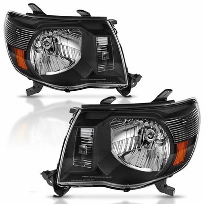 Labwork Left+Right Headlights For Toyota Tacoma 2005-2011 Black Amber Headlamps