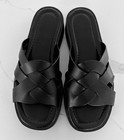 Pilcro Anthropologie Size 38 US 8-8.5 Woven Leather Slide Sandals Black — photo 2