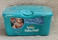 Pampers Pop Up Baby Wipes Dispenser Plastic Container NEW Old Stock Sealed Teal