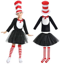 Girl's Cat Costume Set, Cat Role Play Book Week Celebration Dress Up Costume ...