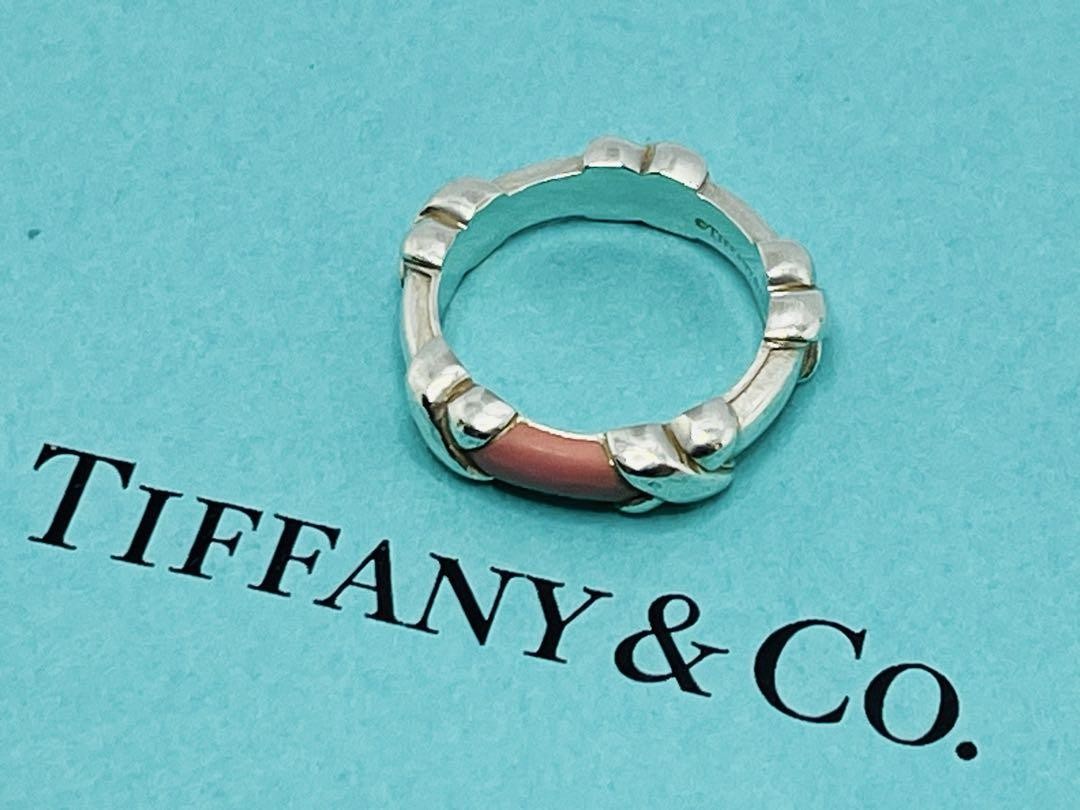 Tiffany Signature Pink Enamel Ring Size 10 H411 Rare New Condition