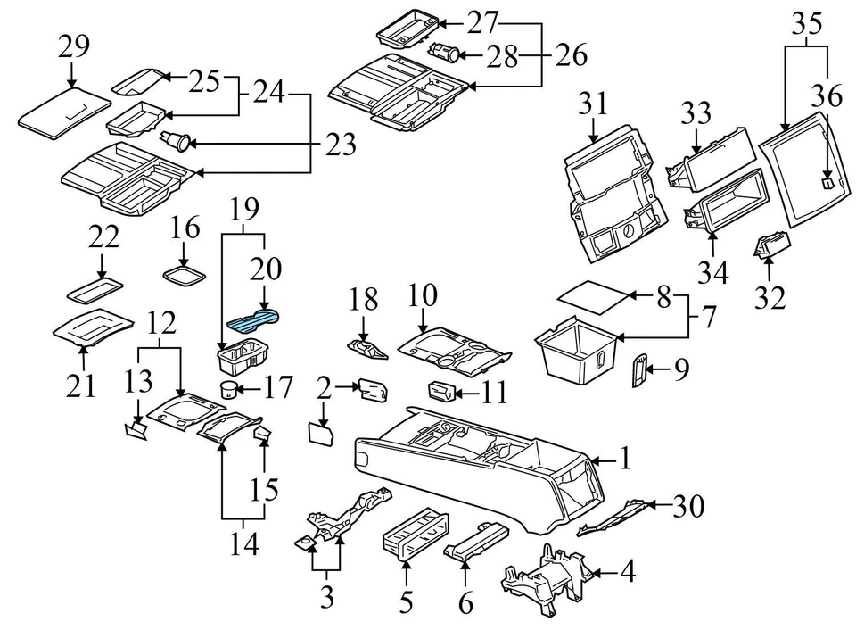 2004-2010 VW TOUAREG - Front CUP Holder Insert 7L6863723D - Image 3 of 4
