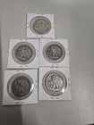 [Lot of 5] 90% Silver Half Dollars - 4 walking Liberty and 1 Ben Franklin