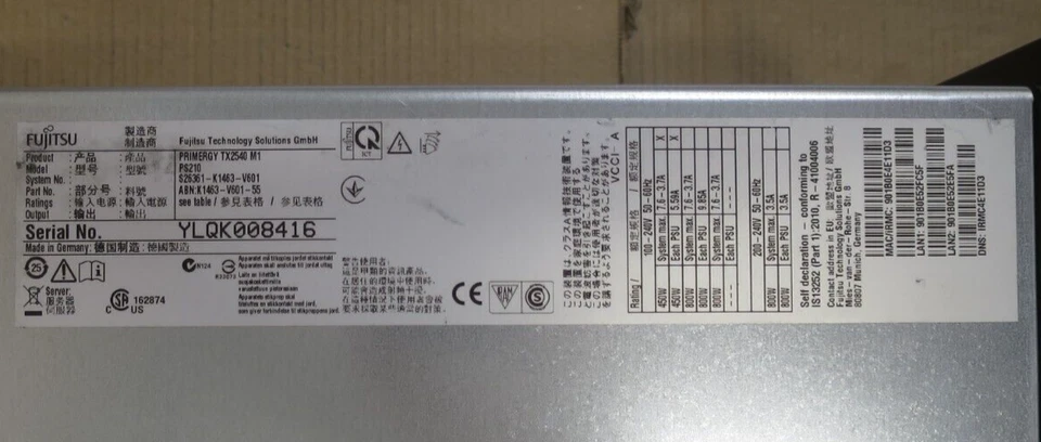 Fujitsu Primergy TX2540 M1 2x 6Core E5-2430v2 96GB RAM 8-Bay 4U Rack Server - Image 3 of 3