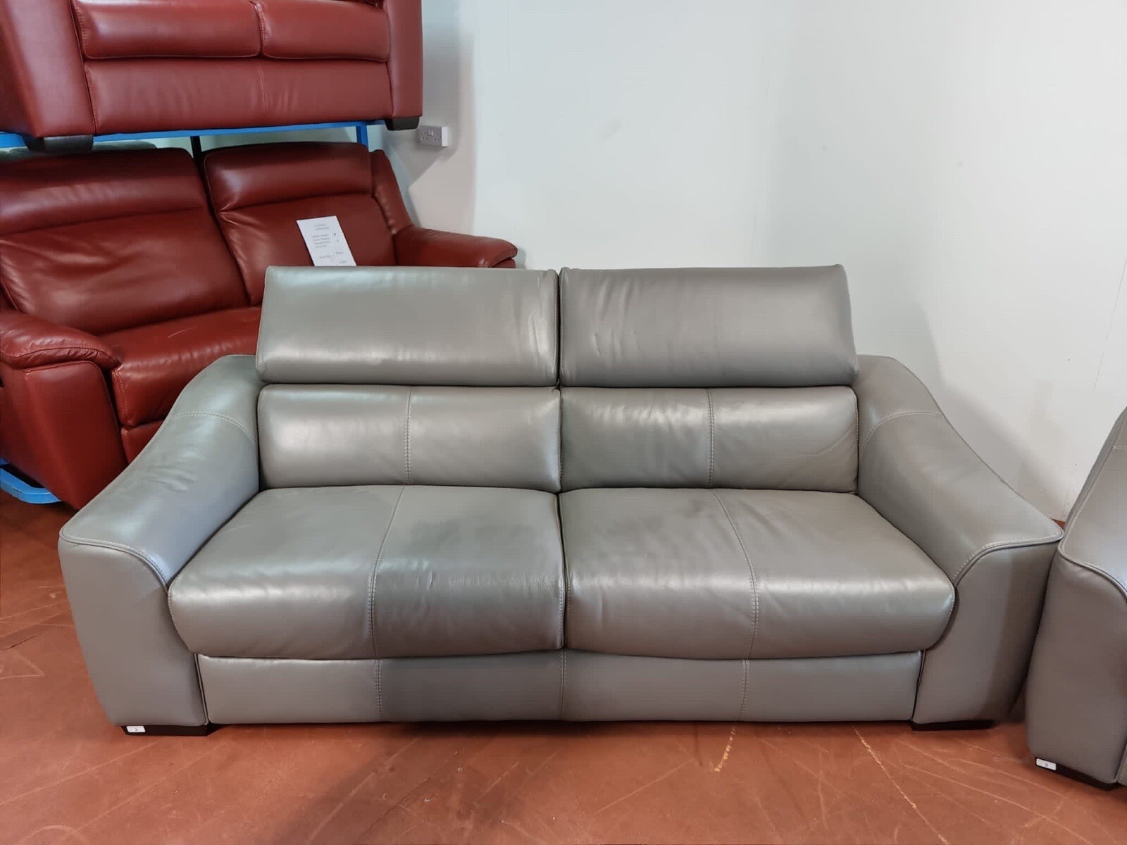 Furniture Village Elixir 3 Seater 2x Arm Chairs grey leather Adjustable