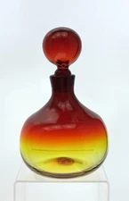 Blenko Handmade Glass 636S Decanter in Tangerine Wayne Husted Mid-Century Design