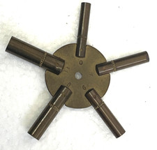 Antique Brass 5 Prong Universal Clock Winding Key 0 4 6 8 11