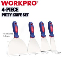 WORKPRO 4PCS Putty Knife Set 1.5" 3" 4" 6" Drywall Spackle Taping Scraping Paint