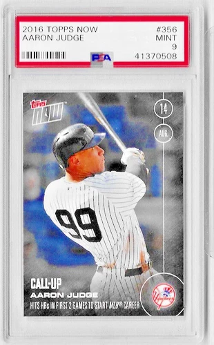 ⭐🦄 2016 Topps NOW #356 Aaron Judge Call-Up PSA 9 Short Print /1169 Yankees 🆓📦