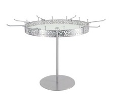 20.2" Dia.x 37.6" H Adjustable Height Rotating Jewelry Display Silver with Hooks