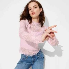 Women's Wild Fable Pink Long Sleeve Lace Sequin Top Size Med. NWT