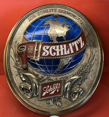 1977 Schlitz Beer Sign Globe 86537.  Measurements 18  x 15 1/2 
