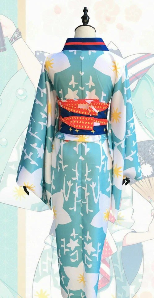 Japanese Traditional Summer Festival Yukata Kimono Costume For Halloween Cosplay - Image 4 of 4